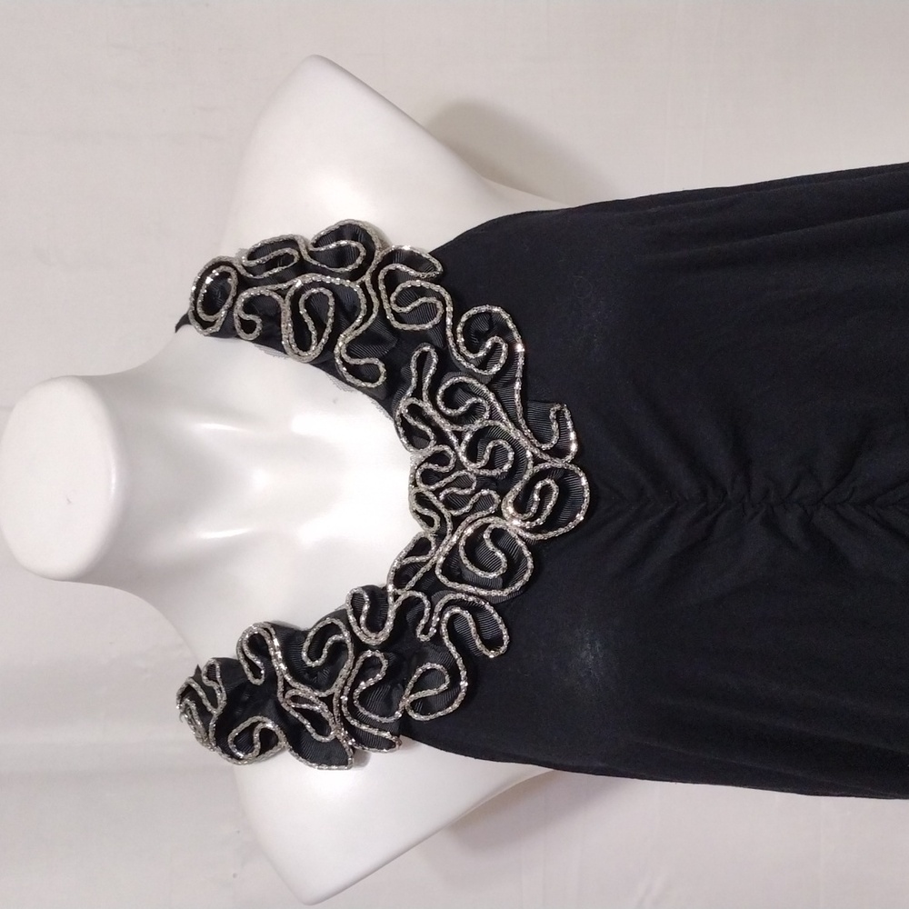 B Sharp Rhinestone Halter Tunic Top Large Y2K Glam Party Clubwear Bling - Picture 2 of 12